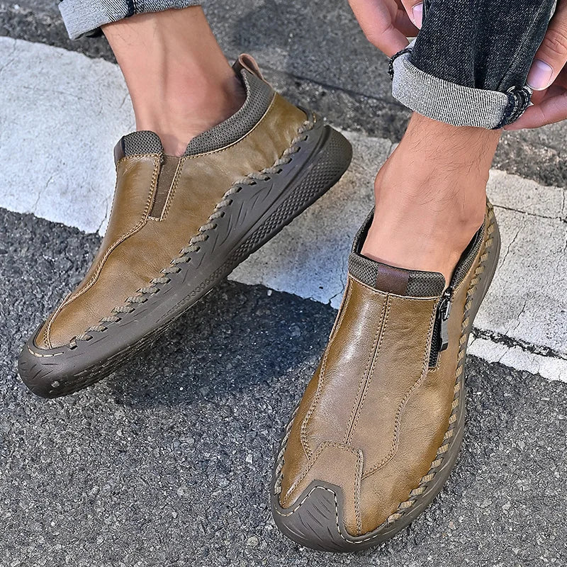 LETCOMFIT Zapatos de Cuero Genuino para Hombre - Mocasines Cómodos Hechos a Mano