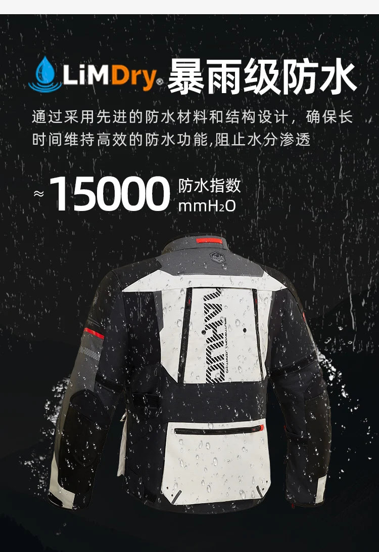 Traje Moto DUHAN Impermeable - Chaqueta Invierno Motocross Hombre 4 Estaciones