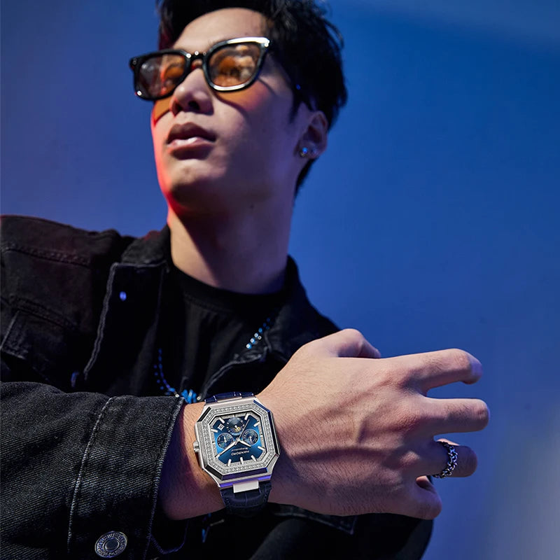 Reloj Mecánico Automático HANBORO Cuadrado Hombre - Multifuncional Lujo Tendencia