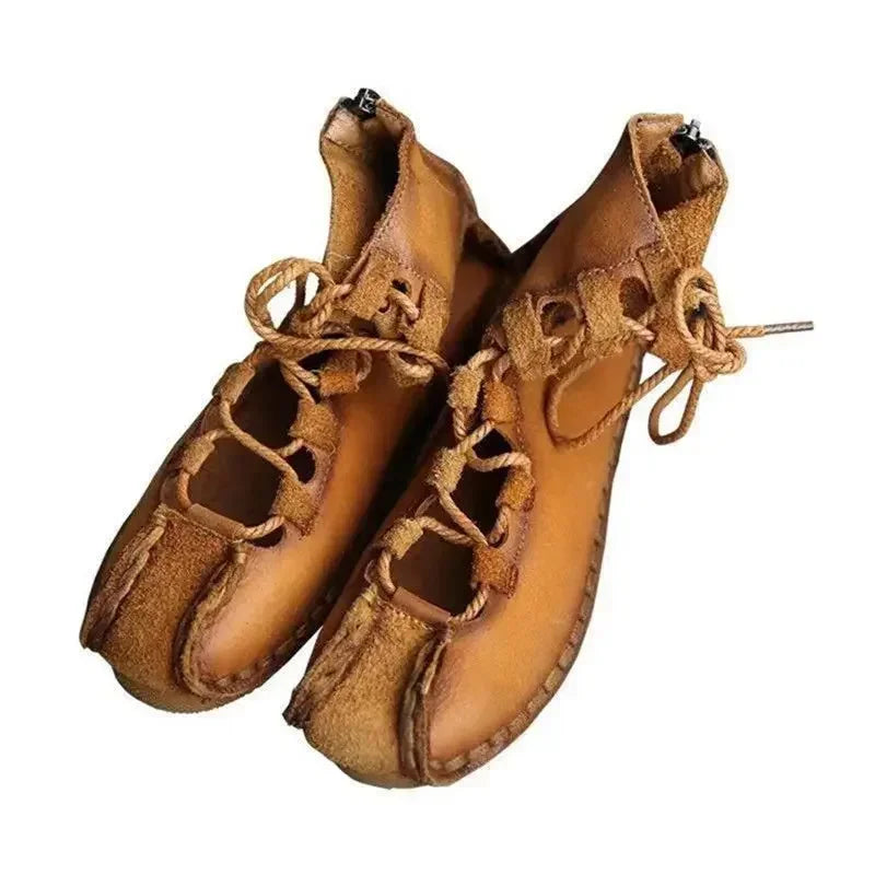 Mocasines Winnetou Mujer - Cuero Genuino Estilo Indio Planos Confort