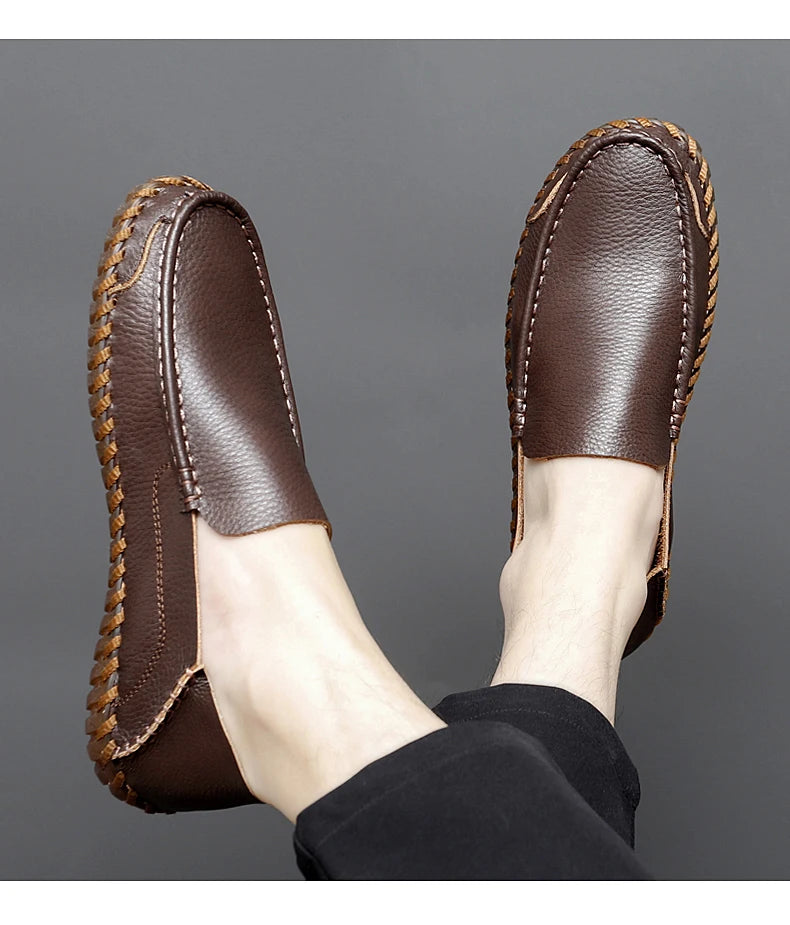 Zapatos de Cuero Genuino para Hombre - Mocasines Transpirables de Conducción