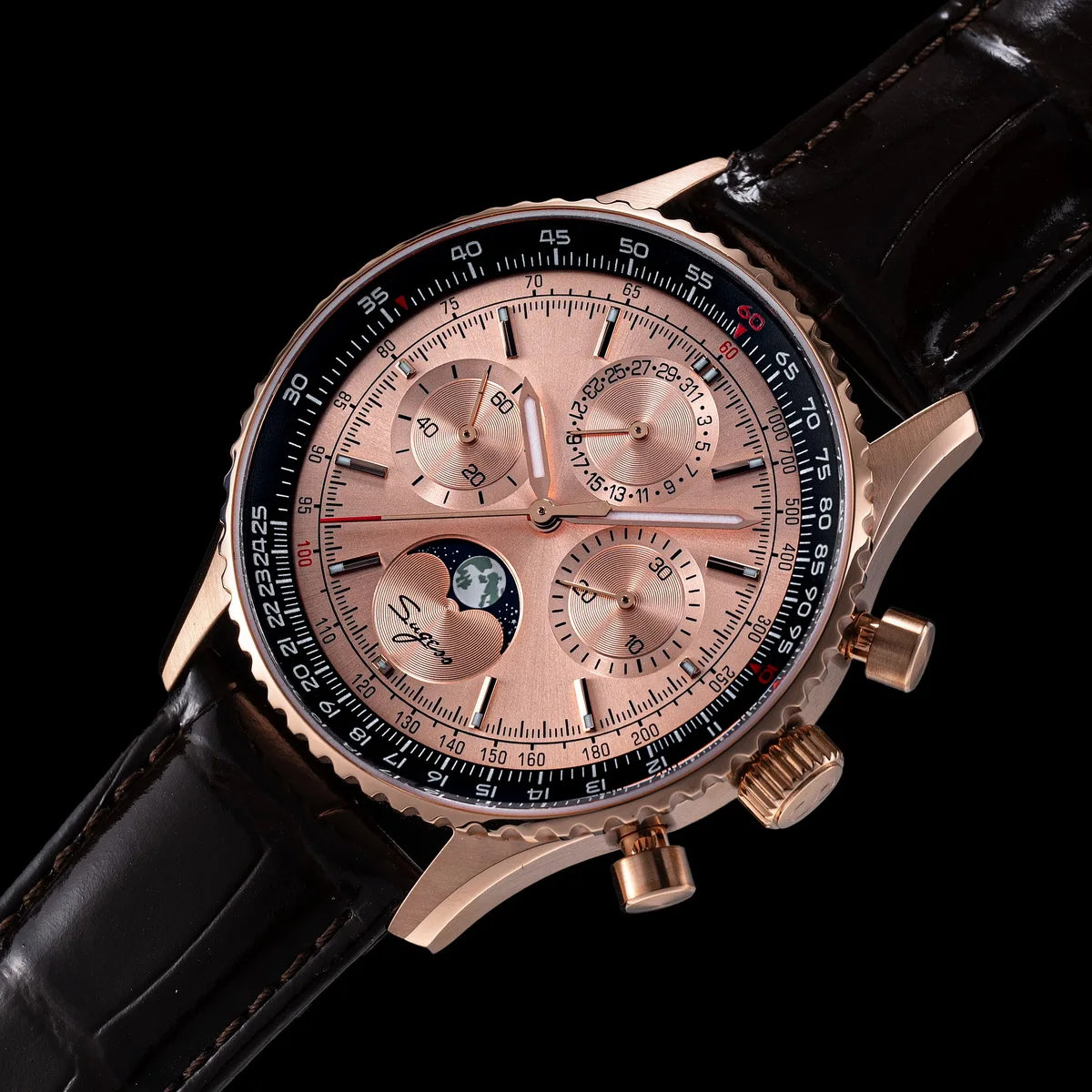 Reloj Sugess Cronógrafo Mecánico Moonphase Pilot - Movimiento ST1908 Tianjin