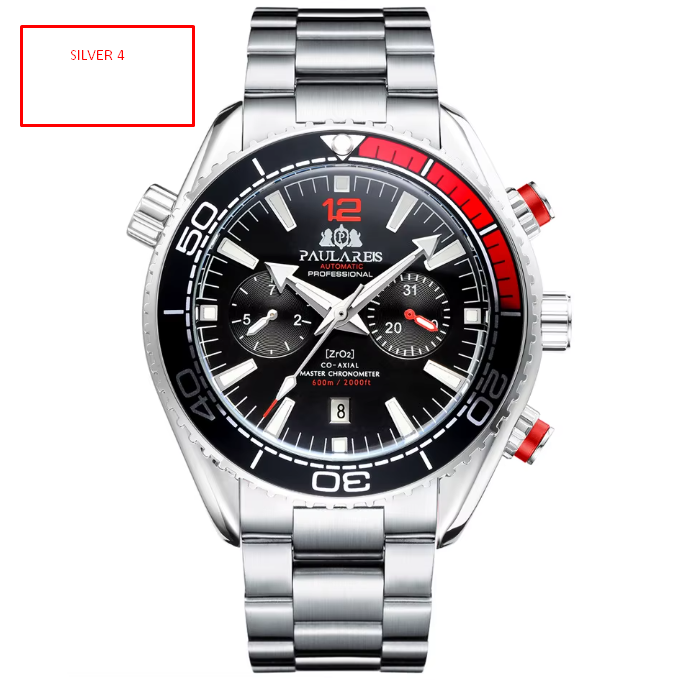 PAULAREIS Reloj Automático Hombre 45mm Mecánico Cronógrafo Buceador Acero Inoxidable