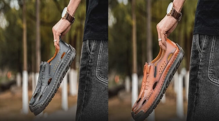 Sandalias Zapatos Premium de Cuero para Hombre - Hechas a Mano