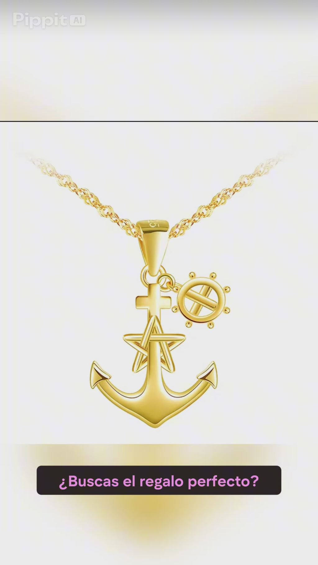 Collar Ancla Plata 925 - Colgante Náutico con Timón y Estrellas - Captains of the World