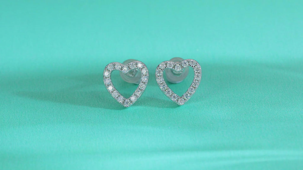 Pendientes de Corazón Plata 925 con Diamantes Moissanita VVS1