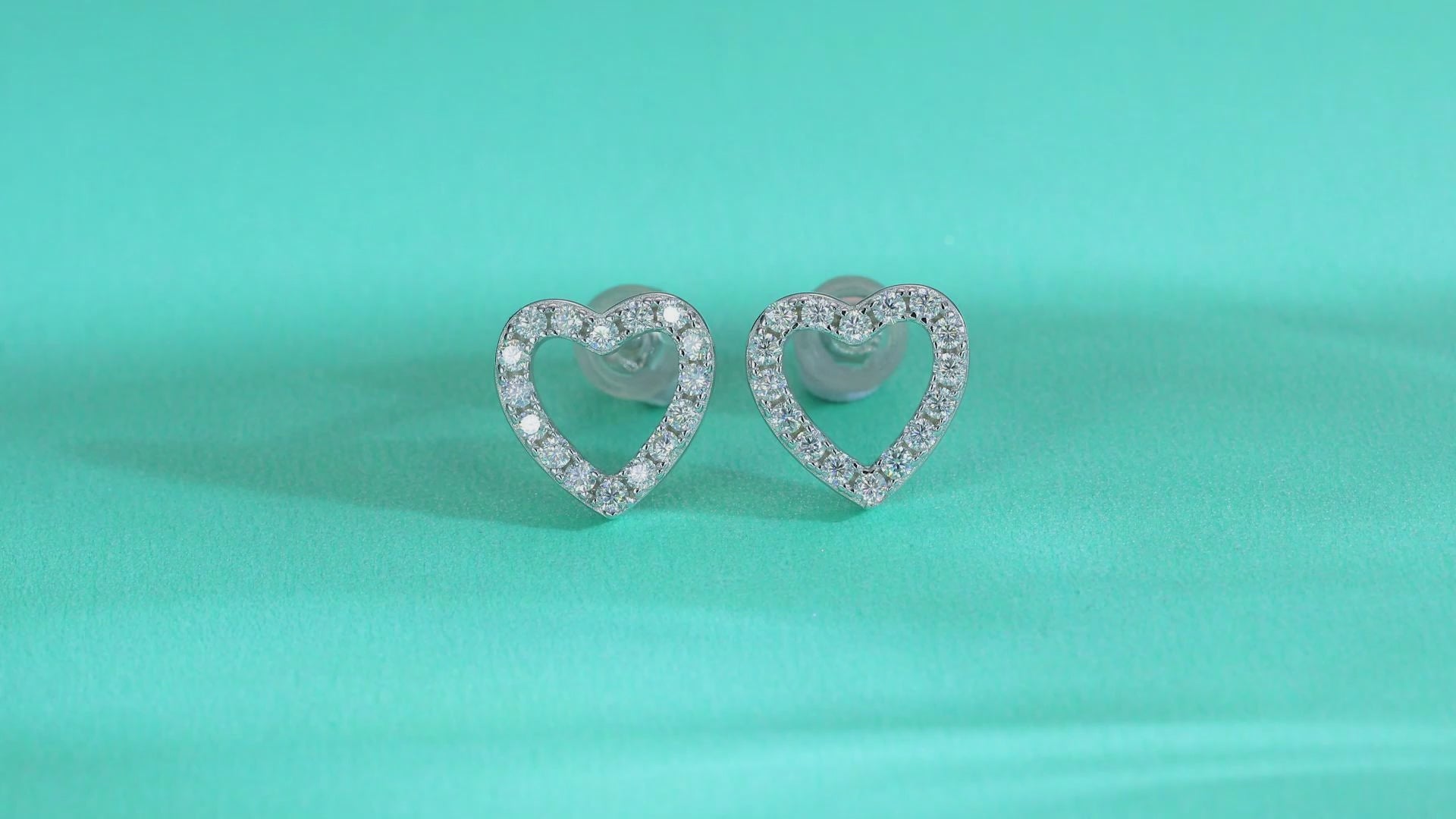 Pendientes de Corazón Plata 925 con Diamantes Moissanita VVS1