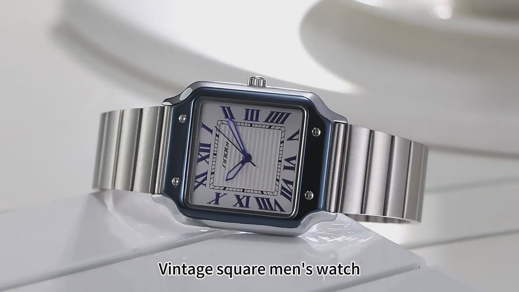 SINOBI Reloj Cuadrado Estilo Santos Premium Cuarzo Acero Inoxidable Hombre