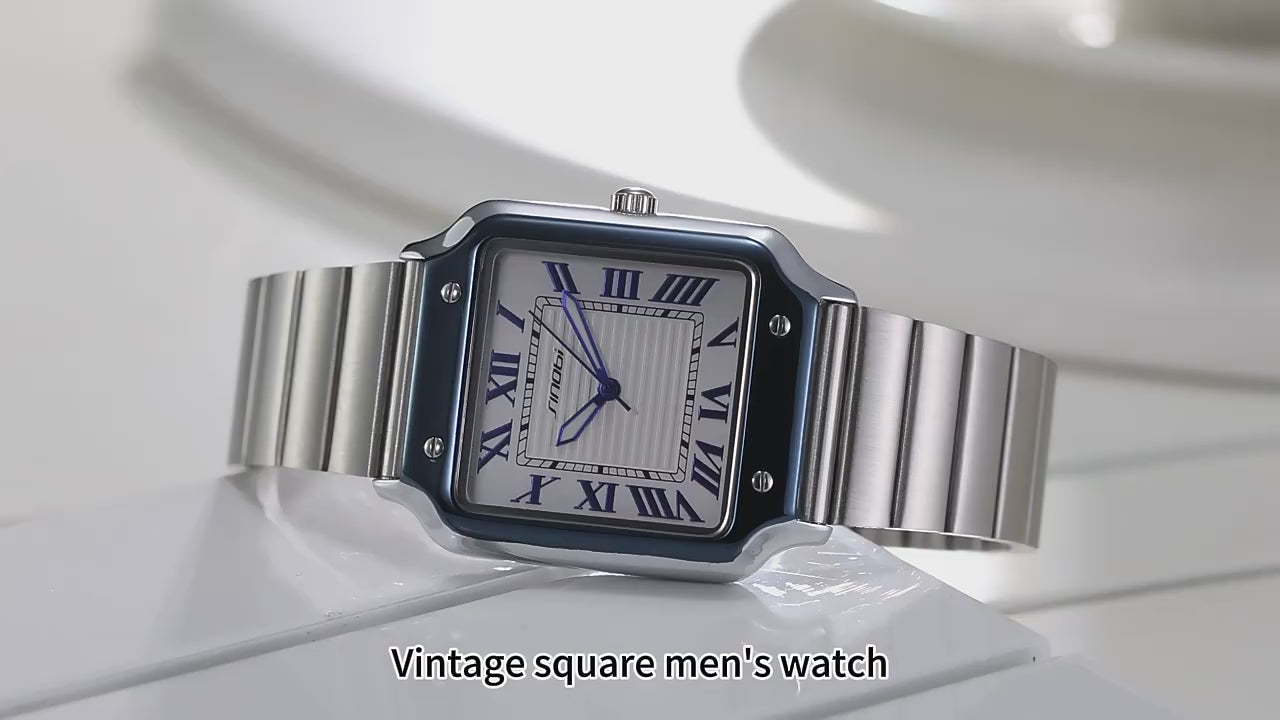 SINOBI Reloj Cuadrado Estilo Santos Premium Cuarzo Acero Inoxidable Hombre