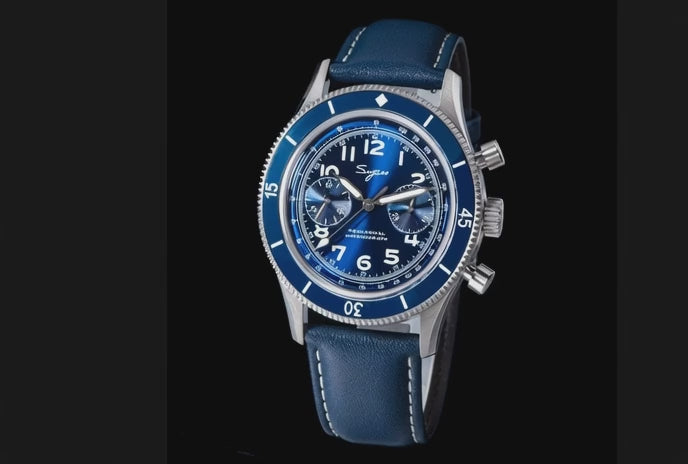 Reloj Cronógrafo Mecánico SUGESS 1963 ST1901 - Cristal Zafiro Correa Cuero Italiano