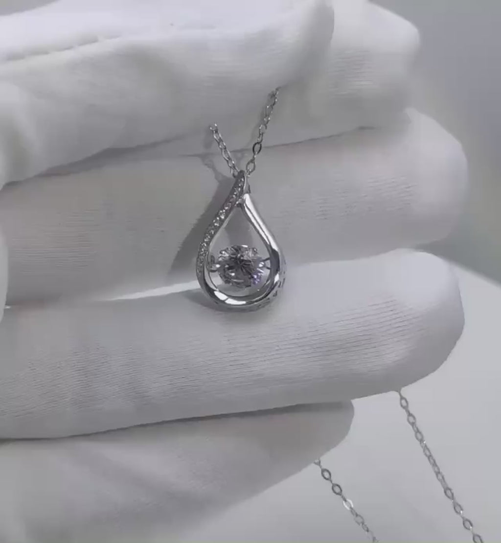 Collar Plata 925 con Moissanita - Elegante Colgante Gota Brillante para Mujer