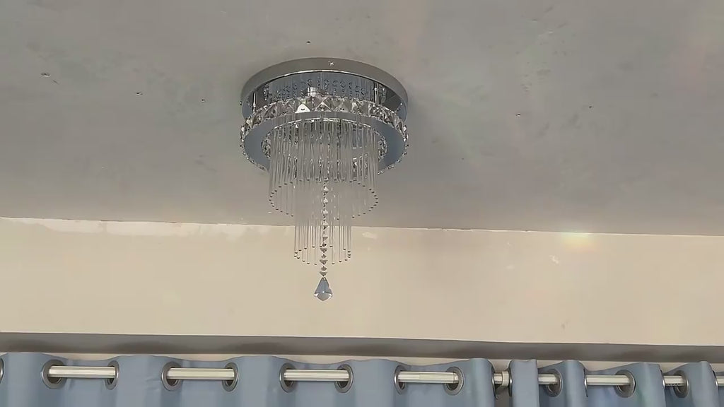 Lámpara de Techo LED de Cristal Moderna 3 Colores Regulable con Control Remoto