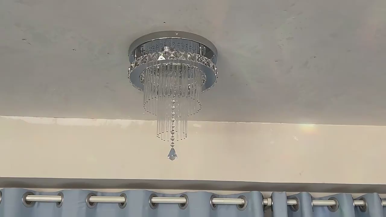 Lámpara de Techo LED de Cristal Moderna 3 Colores Regulable con Control Remoto