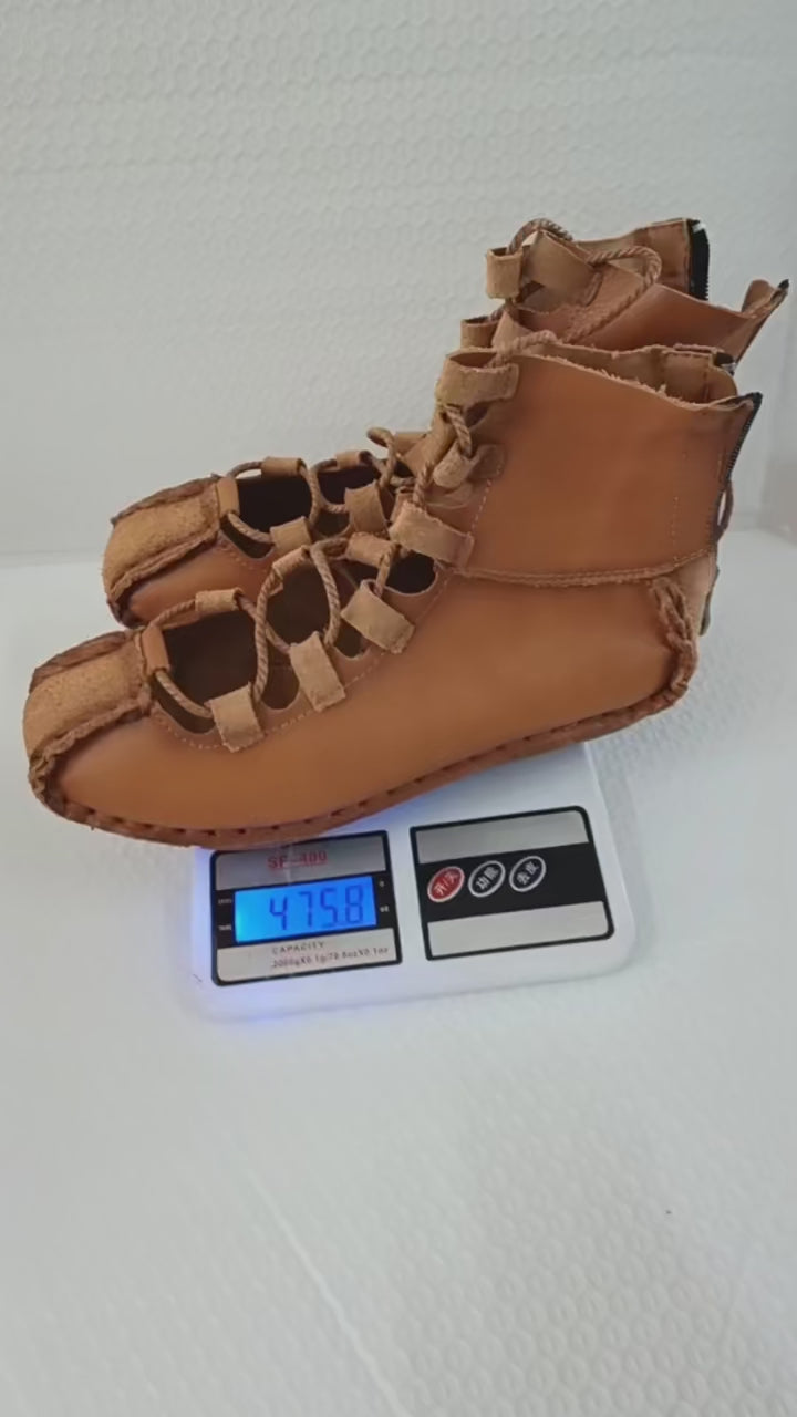 Mocasines Winnetou Mujer - Cuero Genuino Estilo Indio Planos Confort