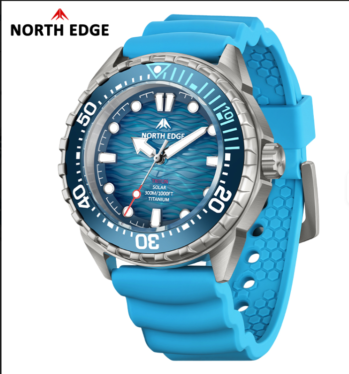 NORTH EDGE TRITON TI - Reloj Deportivo Solar de Titanio 300M Resistente al Agua
