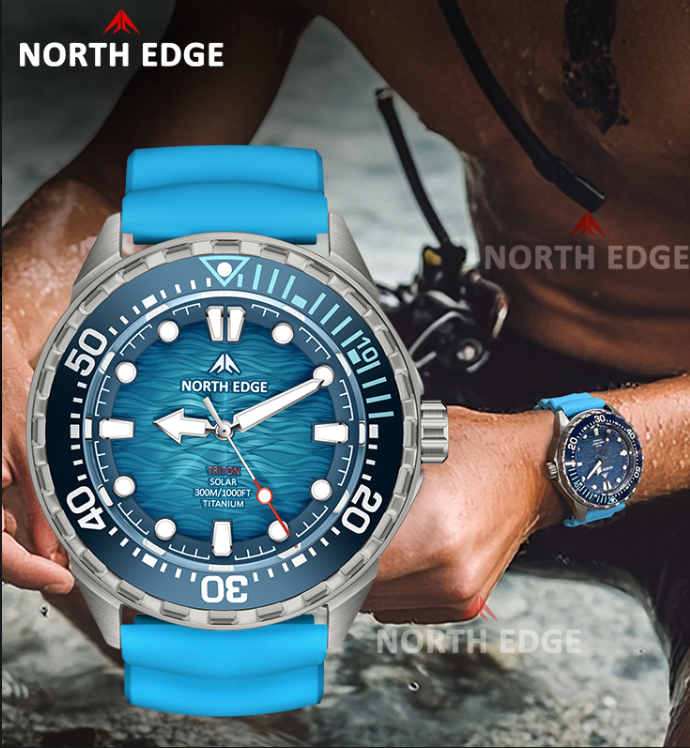 NORTH EDGE TRITON TI - Reloj Deportivo Solar de Titanio 300M Resistente al Agua
