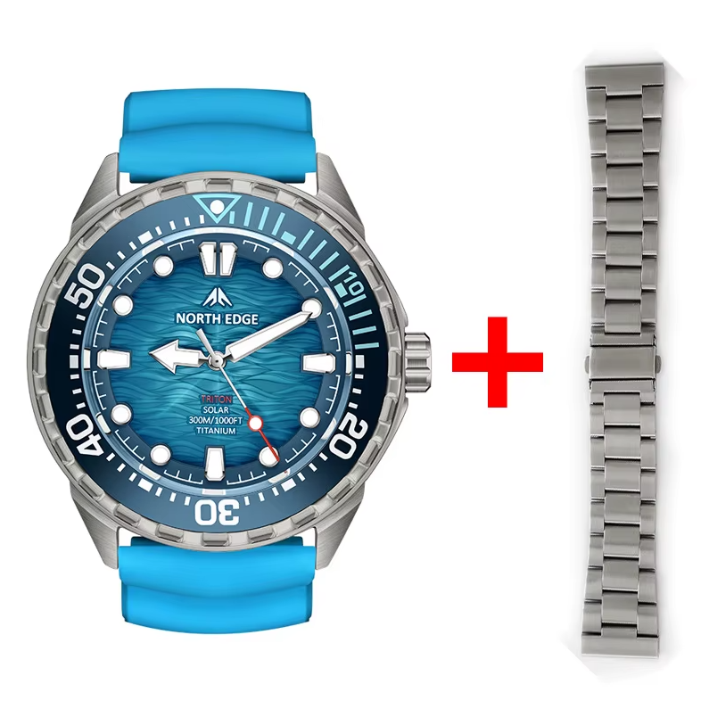 NORTH EDGE TRITON TI - Reloj Deportivo Solar de Titanio 300M Resistente al Agua