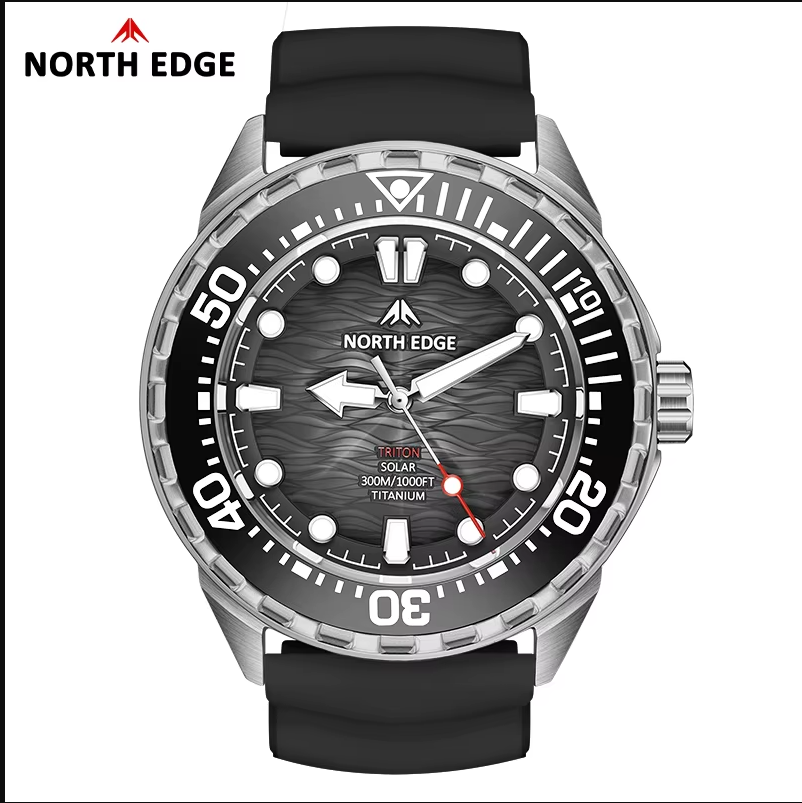 NORTH EDGE TRITON TI - Reloj Deportivo Solar de Titanio 300M Resistente al Agua