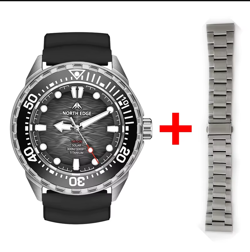 NORTH EDGE TRITON TI - Reloj Deportivo Solar de Titanio 300M Resistente al Agua