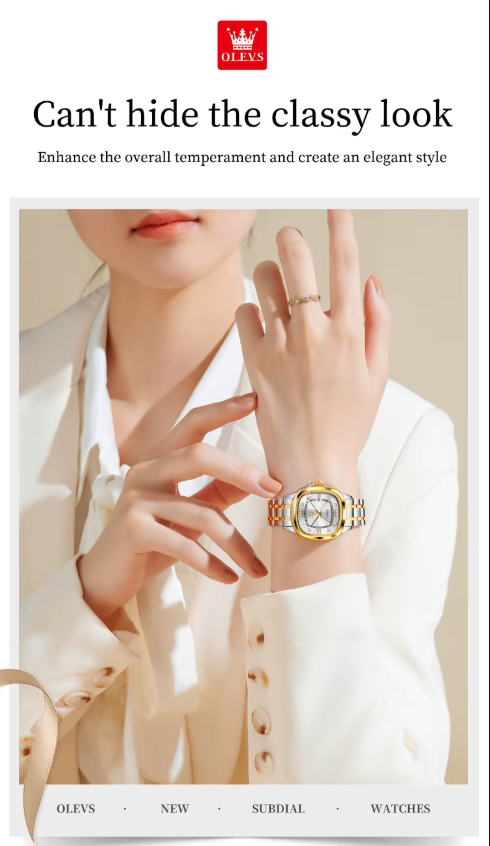 OLEVS 9810 Reloj Mecánico Premium Hombre/Mujer - Acero Inoxidable - Diseño Cuadrado Retro