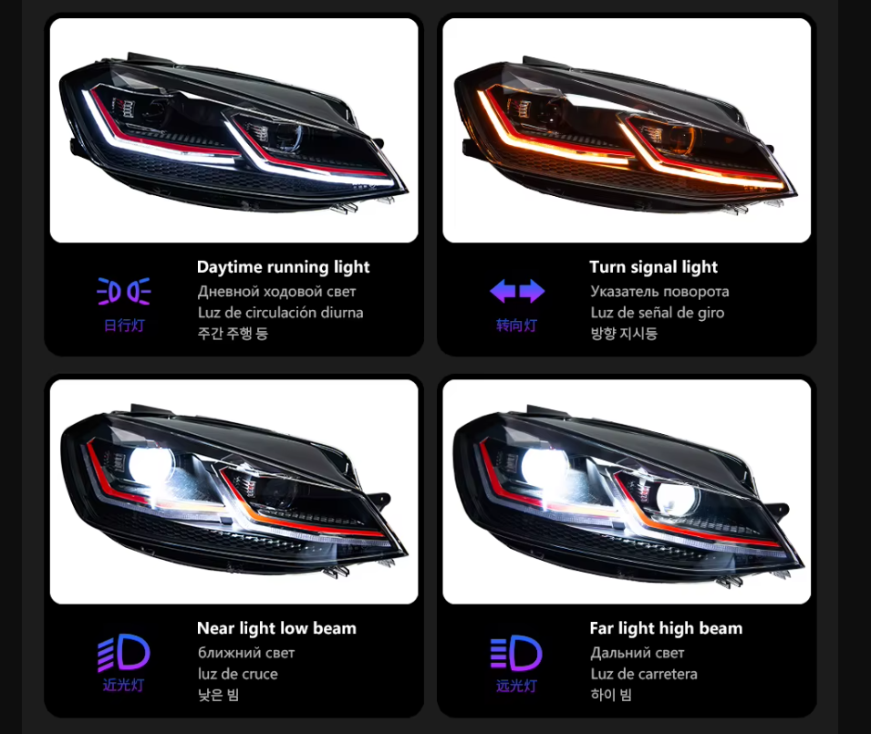 Faros LED para VW Golf MK7/MK7.5 - Upgrade Halógeno a LED - TANLUZE 10000LM 6000K